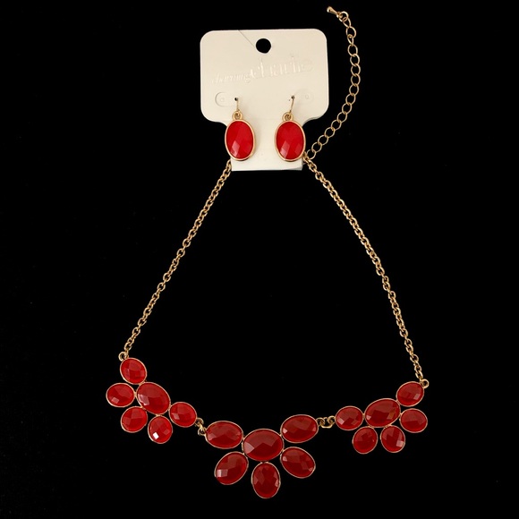 Red and gold purse, earrings and necklace set - Picture 4 of 8